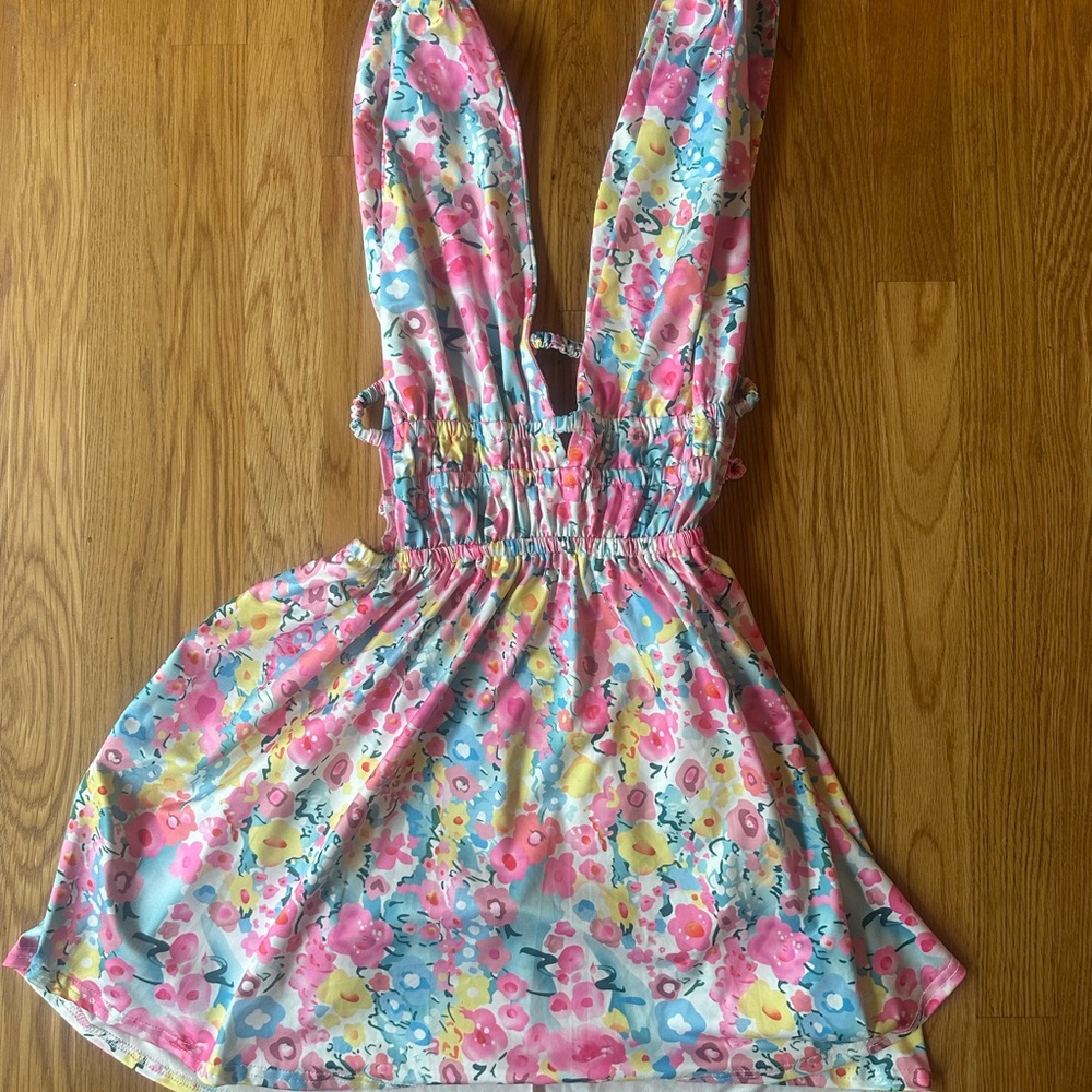 Amazon Floral Smocked Dress - Pink and Blue